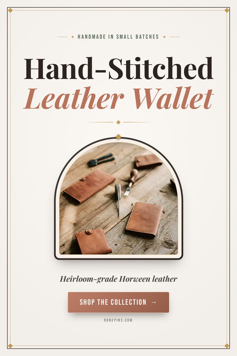 DonePins engine output — Etsy · Hand-Stitched Leather Wallet
