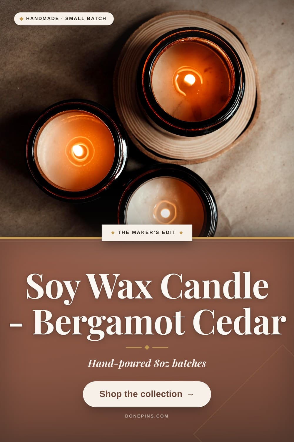 DonePins engine output — Etsy · Soy Wax Candle