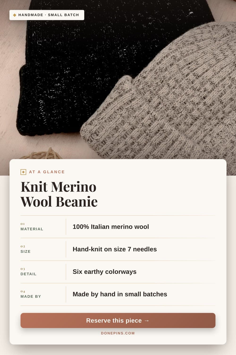 DonePins engine output — Etsy · Knit Merino Wool Beanie
